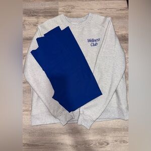 Wellness Club Gray Sweatshirt with Blue Logo